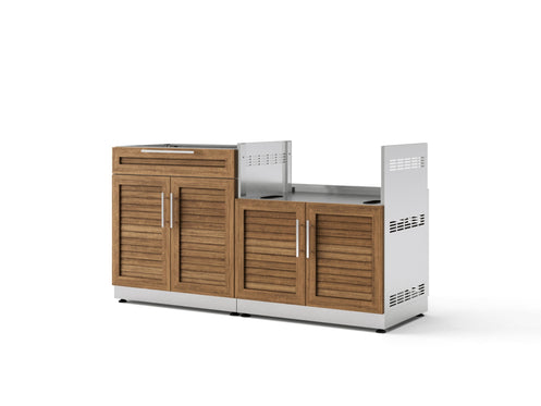 Outdoor Kitchen Stainless Steel Louvered Doors 2 Piece Cabinet set with Bar and Grill Cabinet