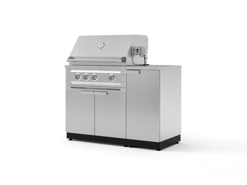Outdoor Grill Island Stainless-Steel 4 Piece Cabinet Set with 1 Door, Grill Cabinet, Platinum Grill and Countertop