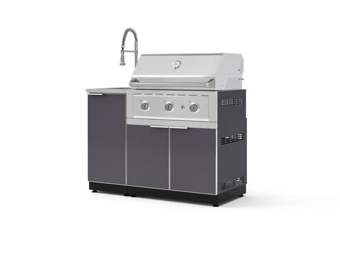 Outdoor Grill Island Aluminum 3 Piece Cabinet Set with Sink, Grill Cabinet, and Performance Grill