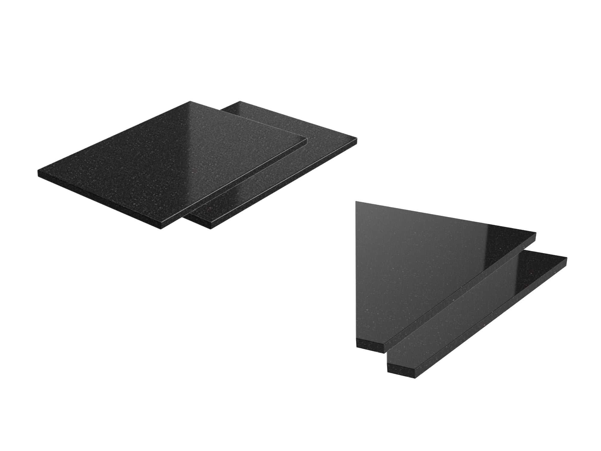 Black Galaxy Granite Countertop Bundle: (2) 36 in. 1 Side Extended, (2) 45 Degree Corner Countertop