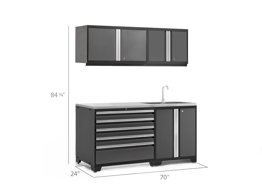 Pro Series 5 Piece Set with Wall, Tool Drawer, Garage Sink Cab