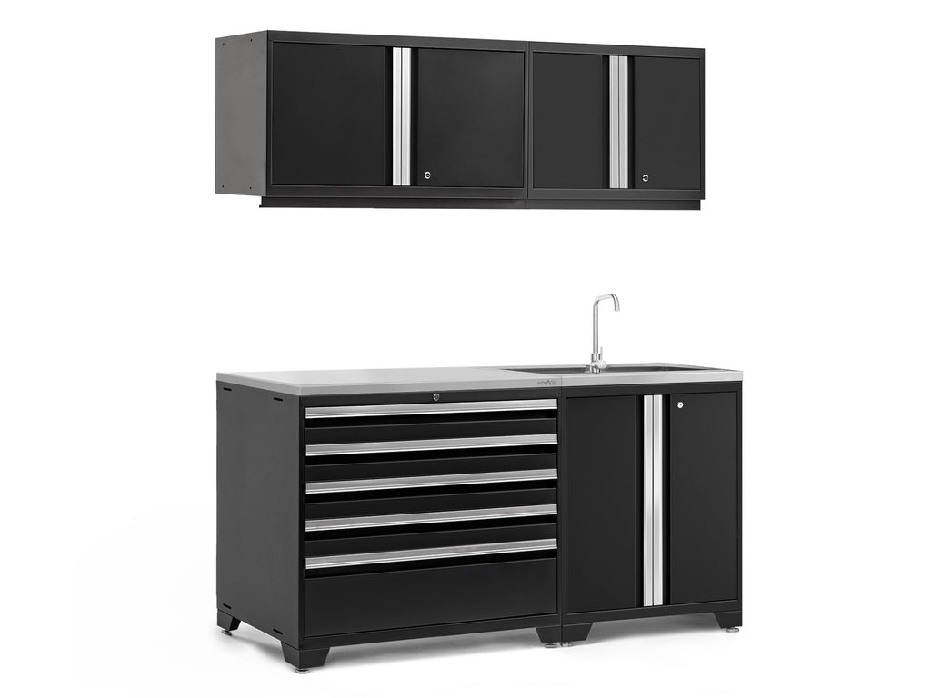Pro Series 5 Piece Set with Wall, Tool Drawer, Garage Sink Cab NewAge Products Canada