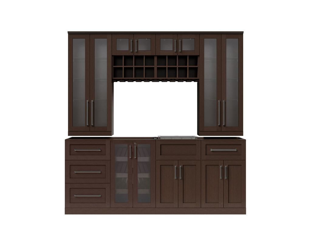 Home Bar 9 Piece Set with Wall Rack, Wall, Sink and S