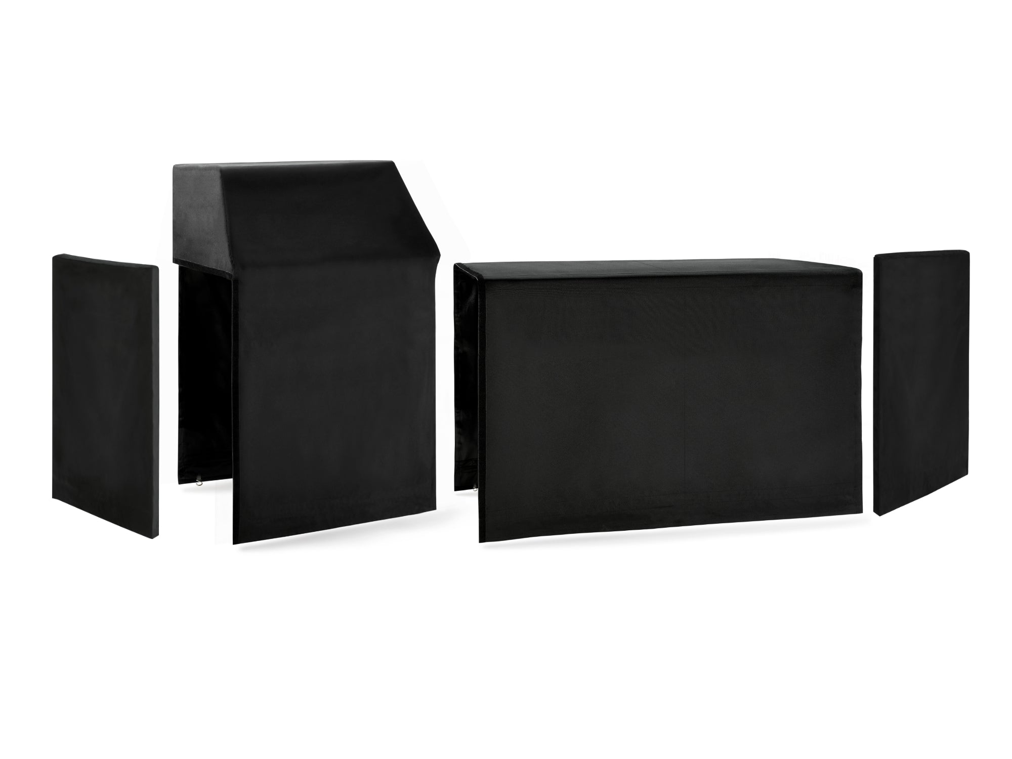 Outdoor Kitchen Classic Cover Bundle: Platinum Grill, 88 in. Cabinet Set, Right/Left End Cover Panel