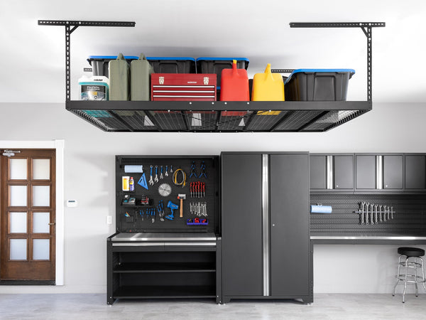 Versa Real Rack VersaRac Pro 4 ft. x 8 ft. Height-Adjustable Overhead Rack in Black ...