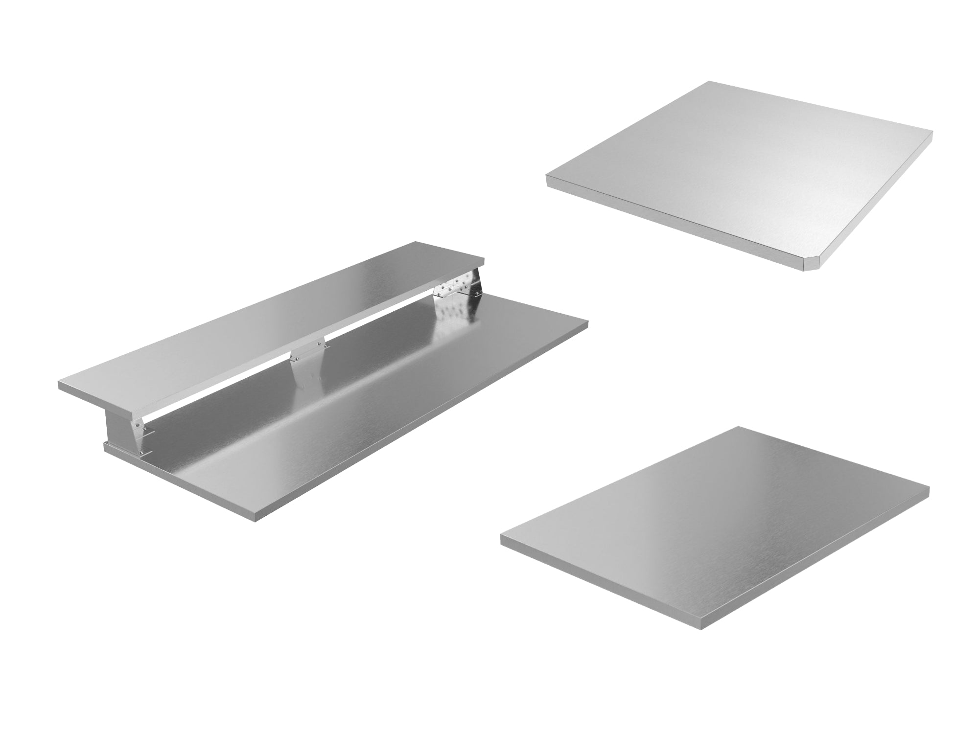 Signature Outdoor Kitchen Cabinet Stainless Steel Countertop Bundle: 36 in., 90 Degree Corner Countertop, 72 in. 2 Side Extended with shelf, Bar Bracket
