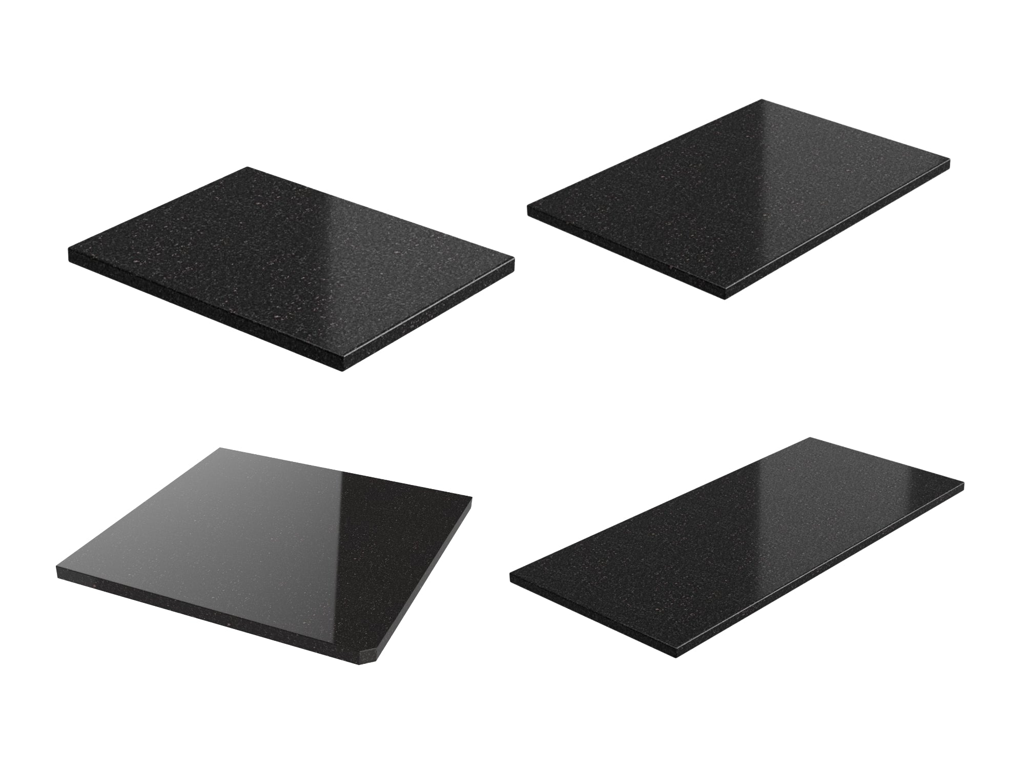 Black Galaxy Granite Countertop Bundle: 18 in. 1 Side Extended , 36 in. Countertop, 90 Degree Corner Countertop, 54 in. 1 Side Extended